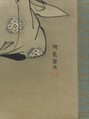 Ariwara no Yukihira with Salt Maidens, Isoda Koryūsai (Japanese, 1735–ca. 1790), Triptych of  hanging scrolls; ink, gold, and gofun on silk, Japan